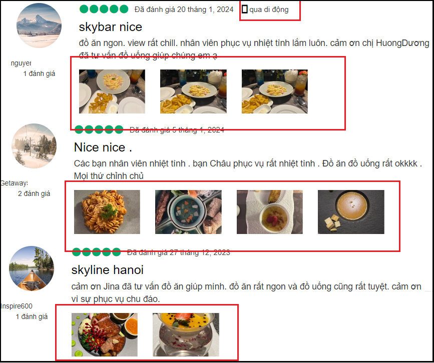 chụp hình thực tế khi đánh giá trên TripAdvisor