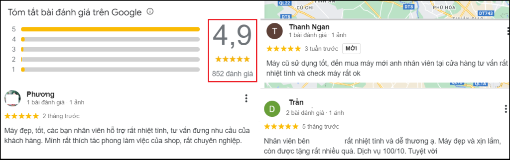đánh giá 5 sao, review cửa hàng máy tính, laptop