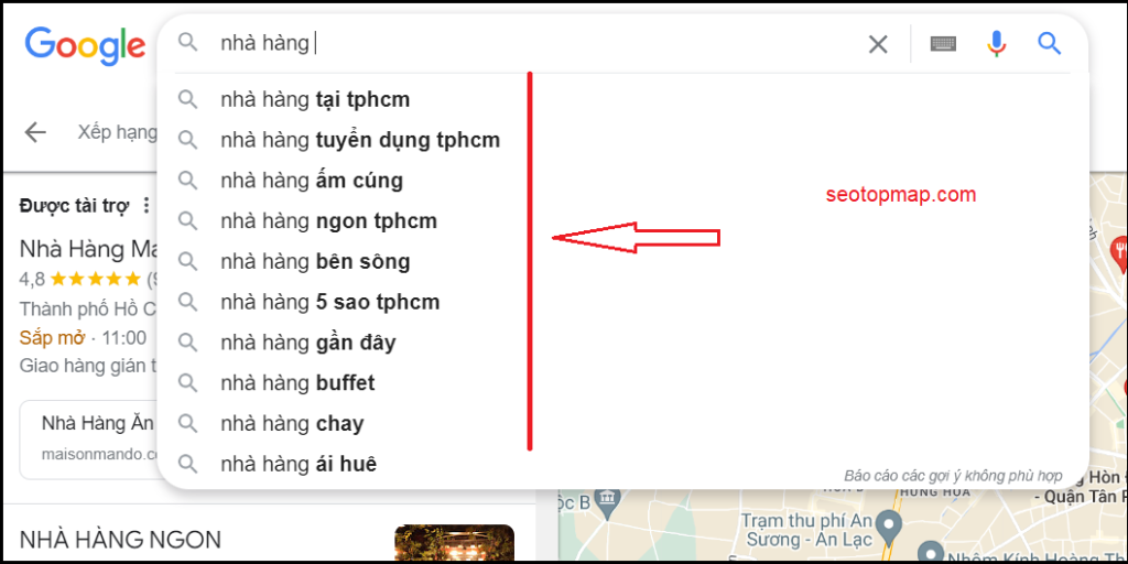 gợi ý tìm kiếm địa điểm trên Google