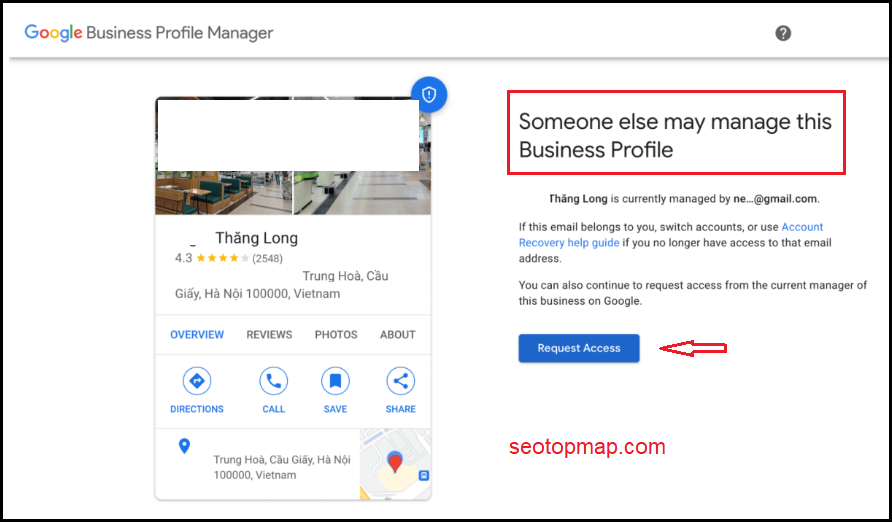 lấy lại quyền quản lý địa điểm google map khi bị hack