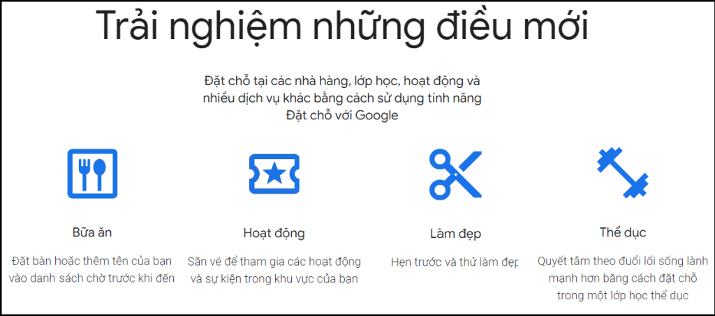 tính năng đặt trước của Google Map