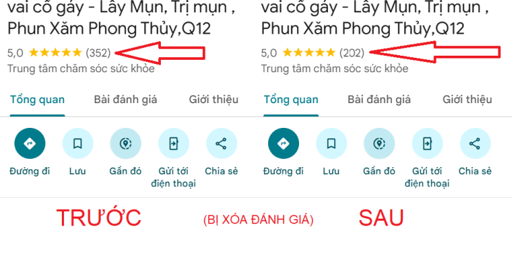 GOOGLE MAP BỊ MẤT ĐÁNH GIÁ
