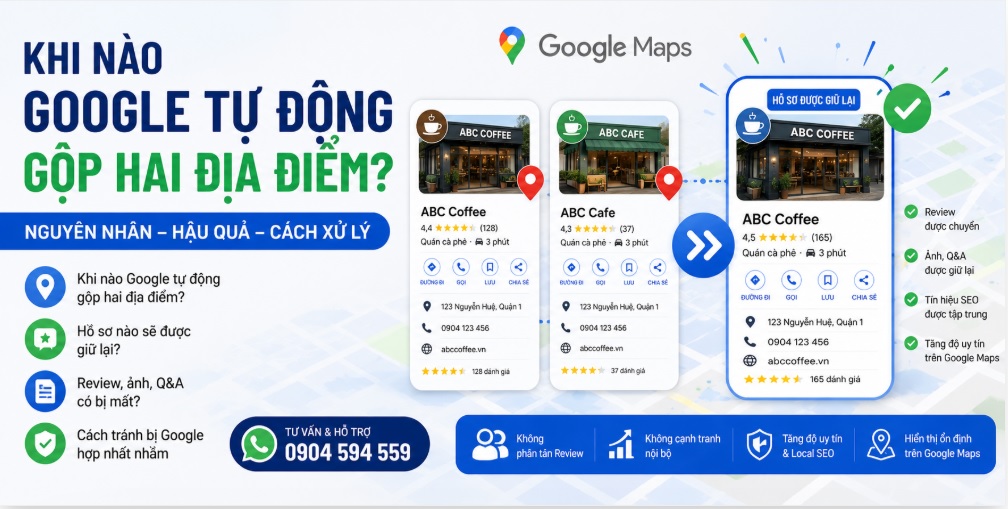 Khi nào thì goole tự động gộp 2 địa điểm